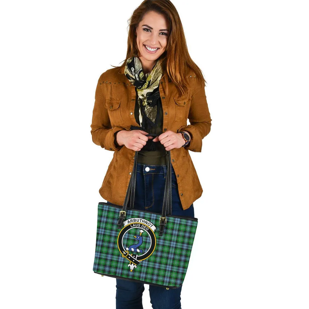Arbuthnot Ancient Tartan Leather Tote Bag with Family Crest
