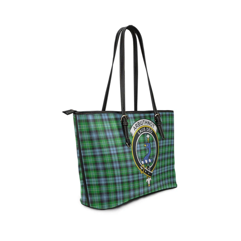 Arbuthnot Ancient Tartan Leather Tote Bag with Family Crest