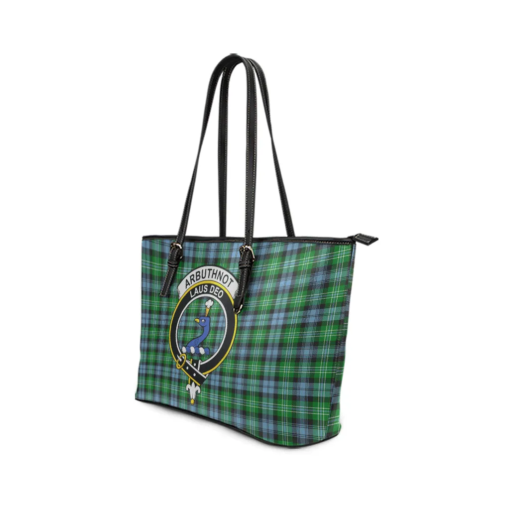 Arbuthnot Ancient Tartan Leather Tote Bag with Family Crest