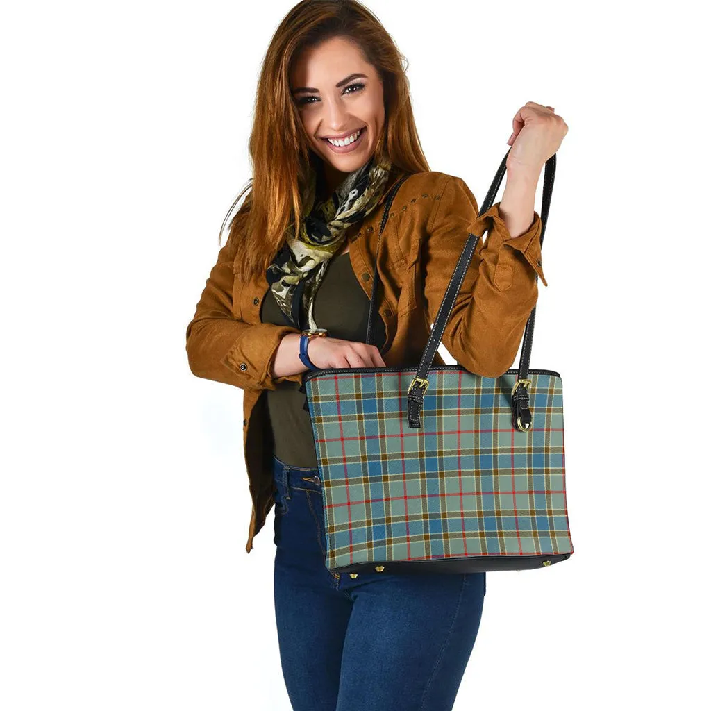 Balfour Blue Tartan Leather Tote Bag