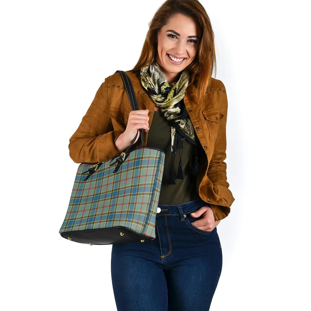 Balfour Blue Tartan Leather Tote Bag