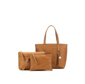 Black Caviar Designs Tara 3 Piece Handbag - Tan