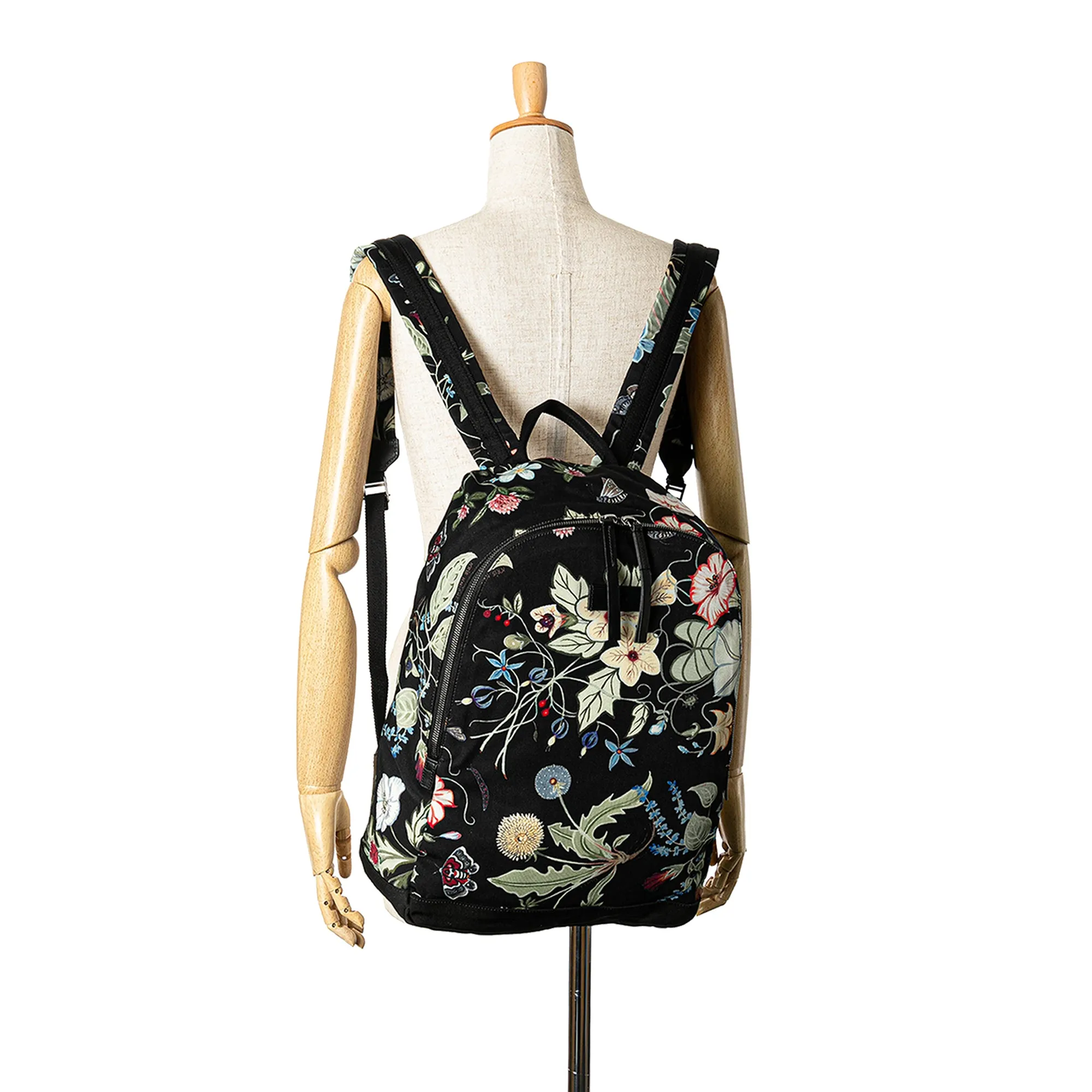 Black Gucci Flora Canvas Knight Backpack