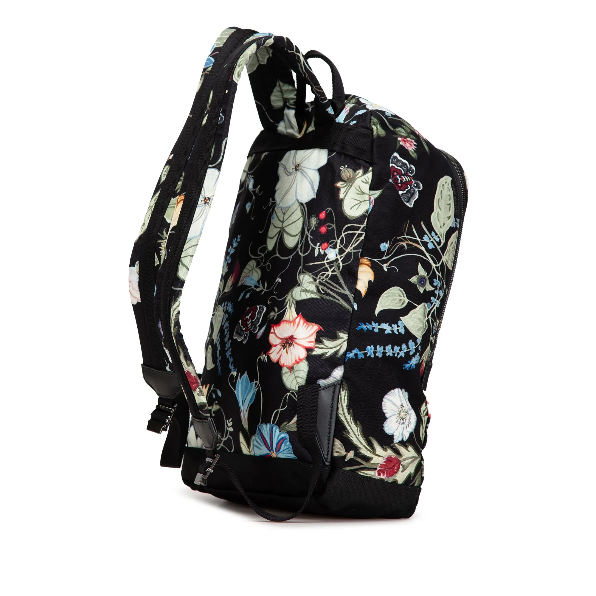 Black Gucci Flora Canvas Knight Backpack