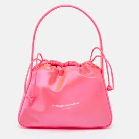 Blaze Pink Leather and Satin Small Ryan Bucket Bag