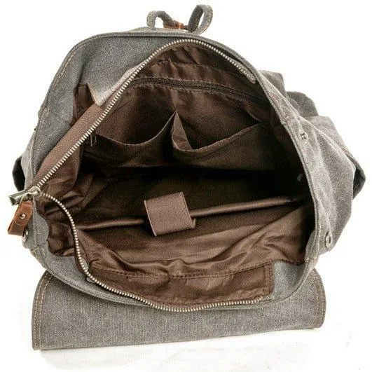 Canvas College Laptop Backpack Vintage Style