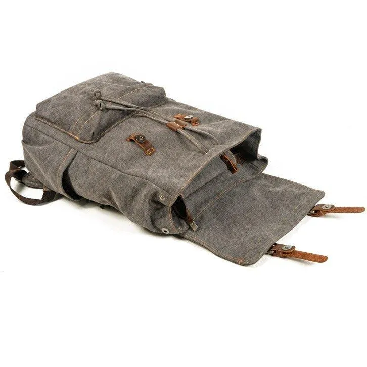 Canvas College Laptop Backpack Vintage Style