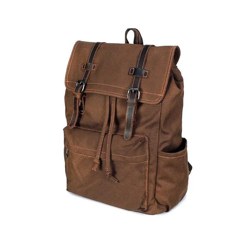 Canvas College Laptop Backpack Vintage Style