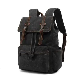 Canvas College Laptop Backpack Vintage Style