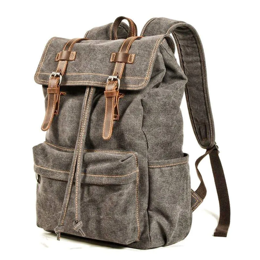Canvas College Laptop Backpack Vintage Style