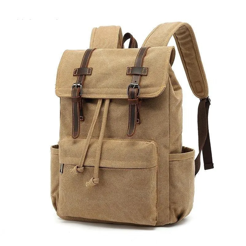 Canvas College Laptop Backpack Vintage Style