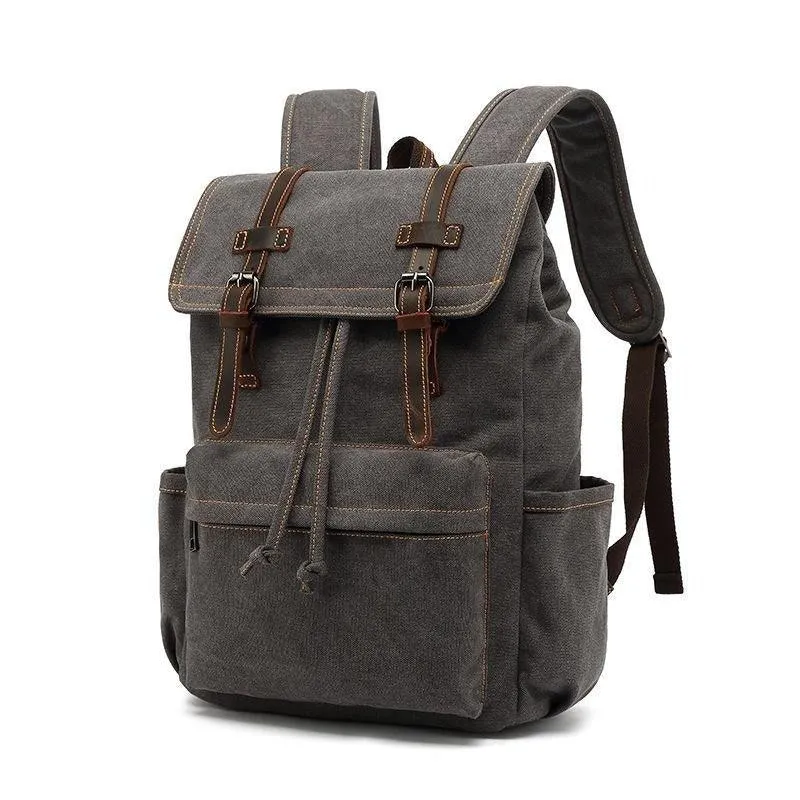Canvas College Laptop Backpack Vintage Style