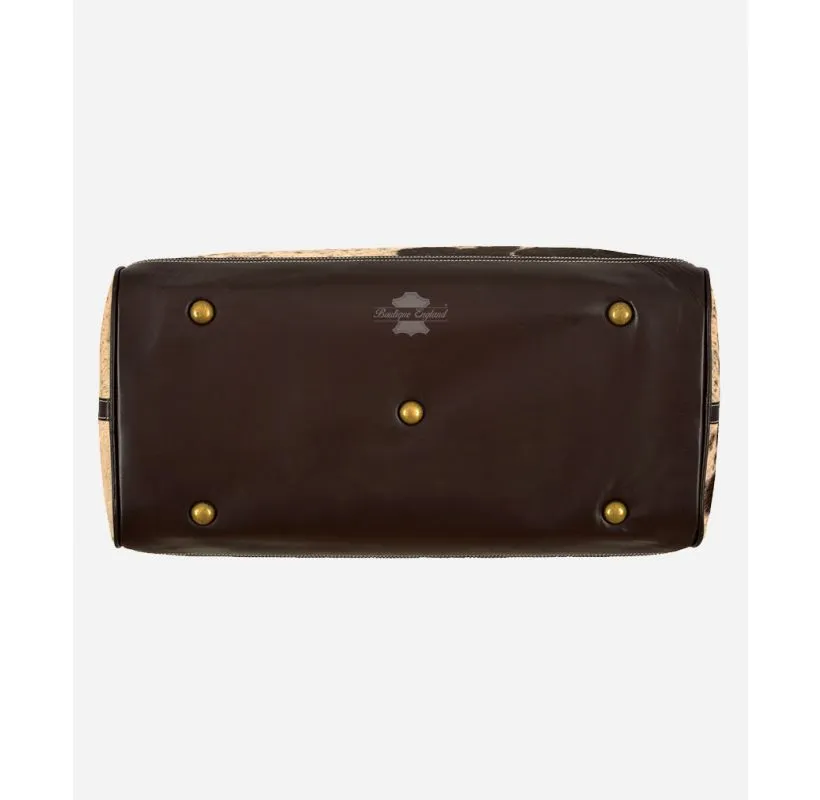 Cow Hair On Hide Holdall Weekend Travel Gym Bag