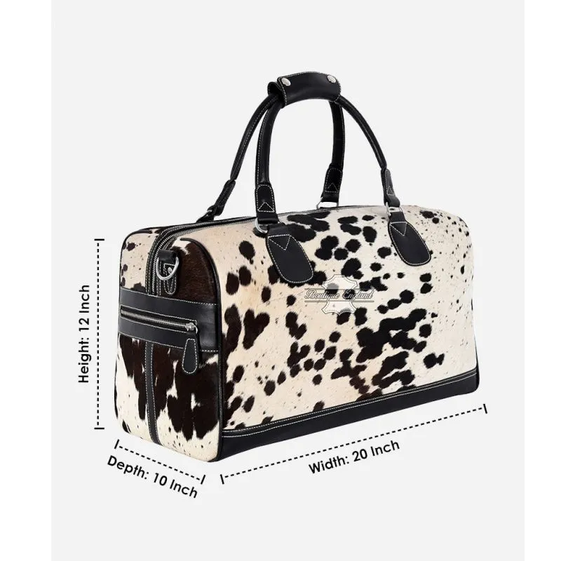 Cow Hair On Hide Holdall Weekend Travel Gym Bag