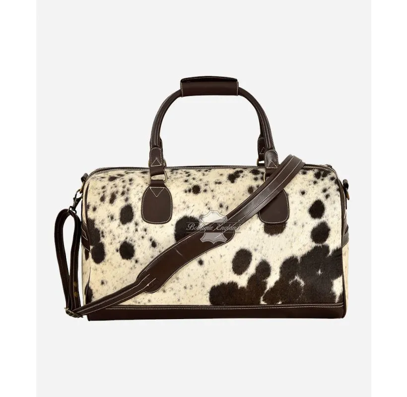 Cow Hair On Hide Holdall Weekend Travel Gym Bag