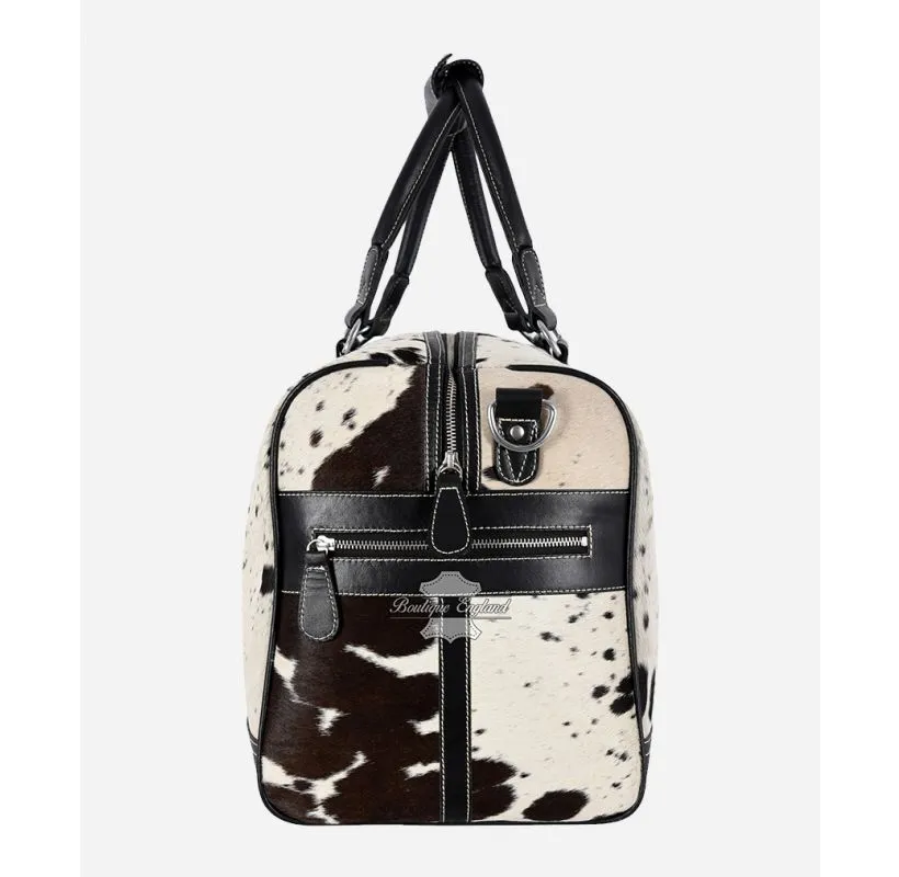 Cow Hair On Hide Holdall Weekend Travel Gym Bag