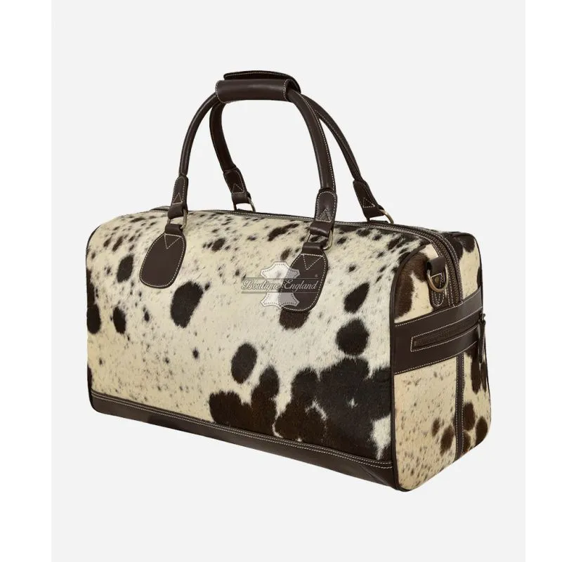 Cow Hair On Hide Holdall Weekend Travel Gym Bag