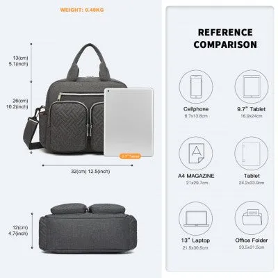 Dark Grey Functional Baby Changing Shoulder Bag