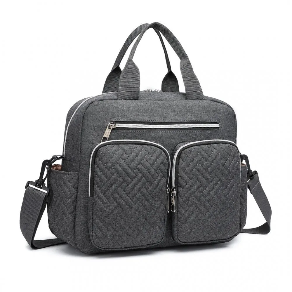 Dark Grey Functional Baby Changing Shoulder Bag