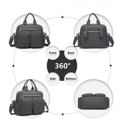 Dark Grey Functional Baby Changing Shoulder Bag