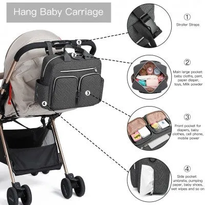 Dark Grey Functional Baby Changing Shoulder Bag