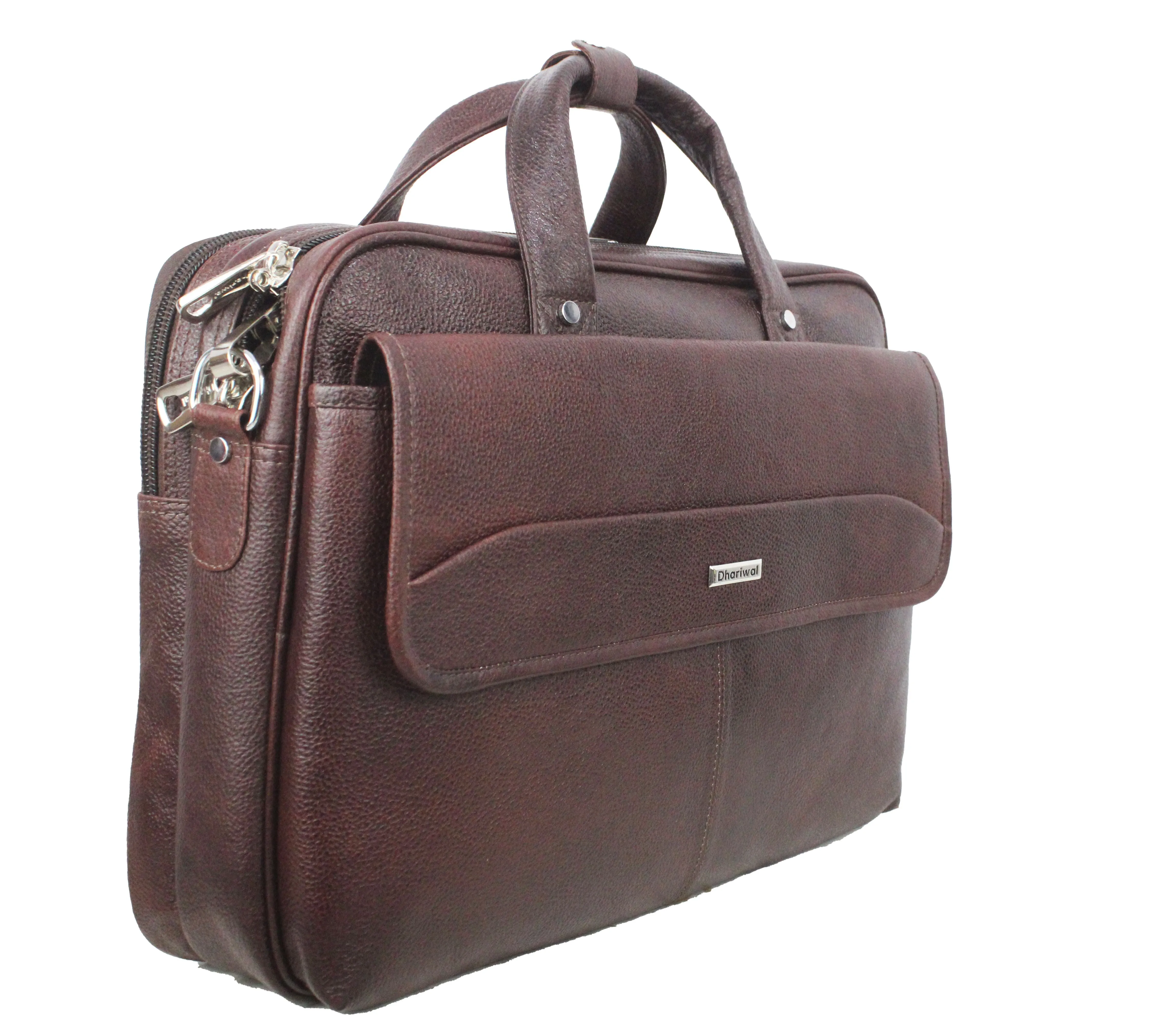 Dhariwal Genuine Leather Laptop Bag File Messenger Bag with Strap upto 17 Inch | Laptop Bag for Men EB-616