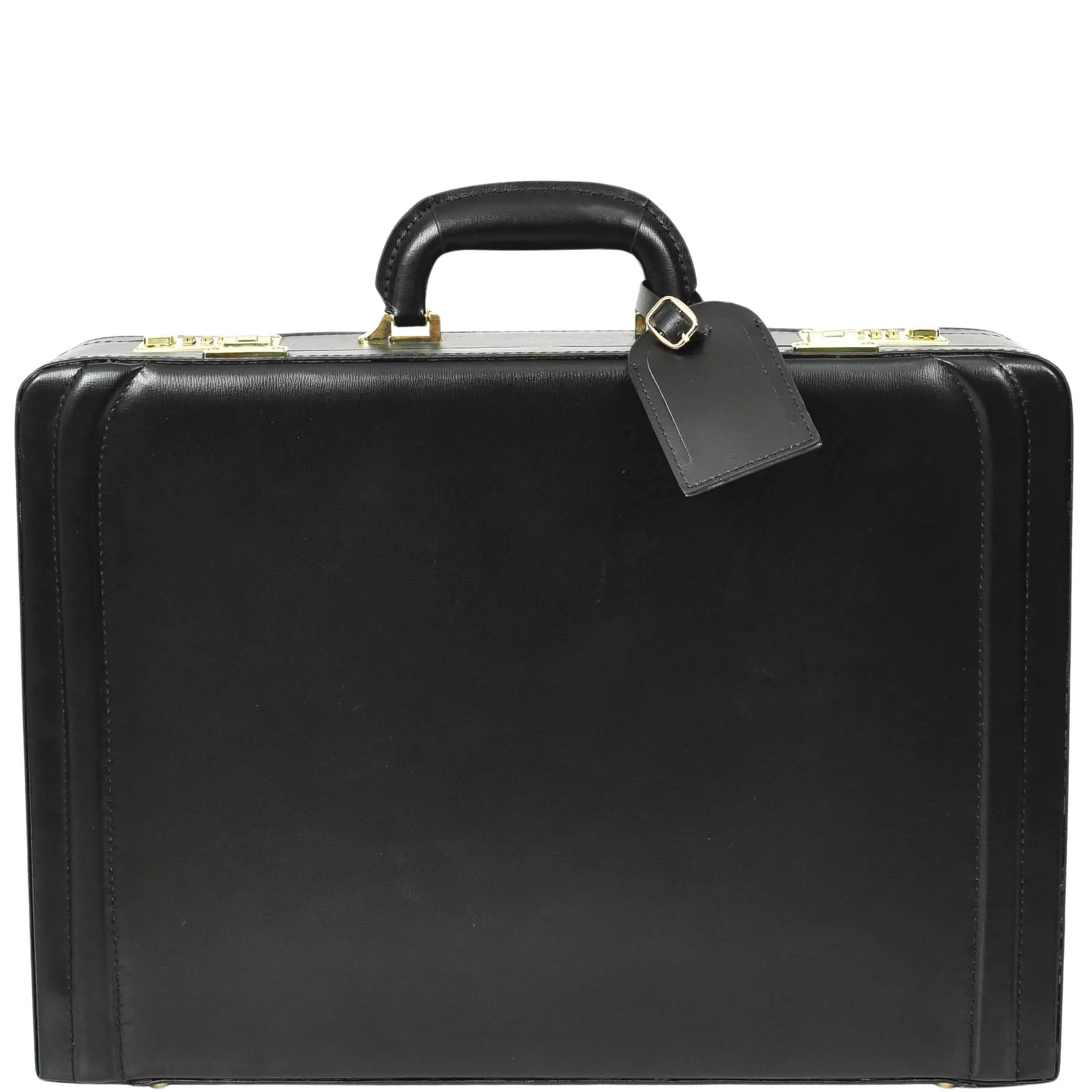 DR608 Classic Leather Lockable Briefcase Black