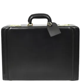 DR608 Classic Leather Lockable Briefcase Black