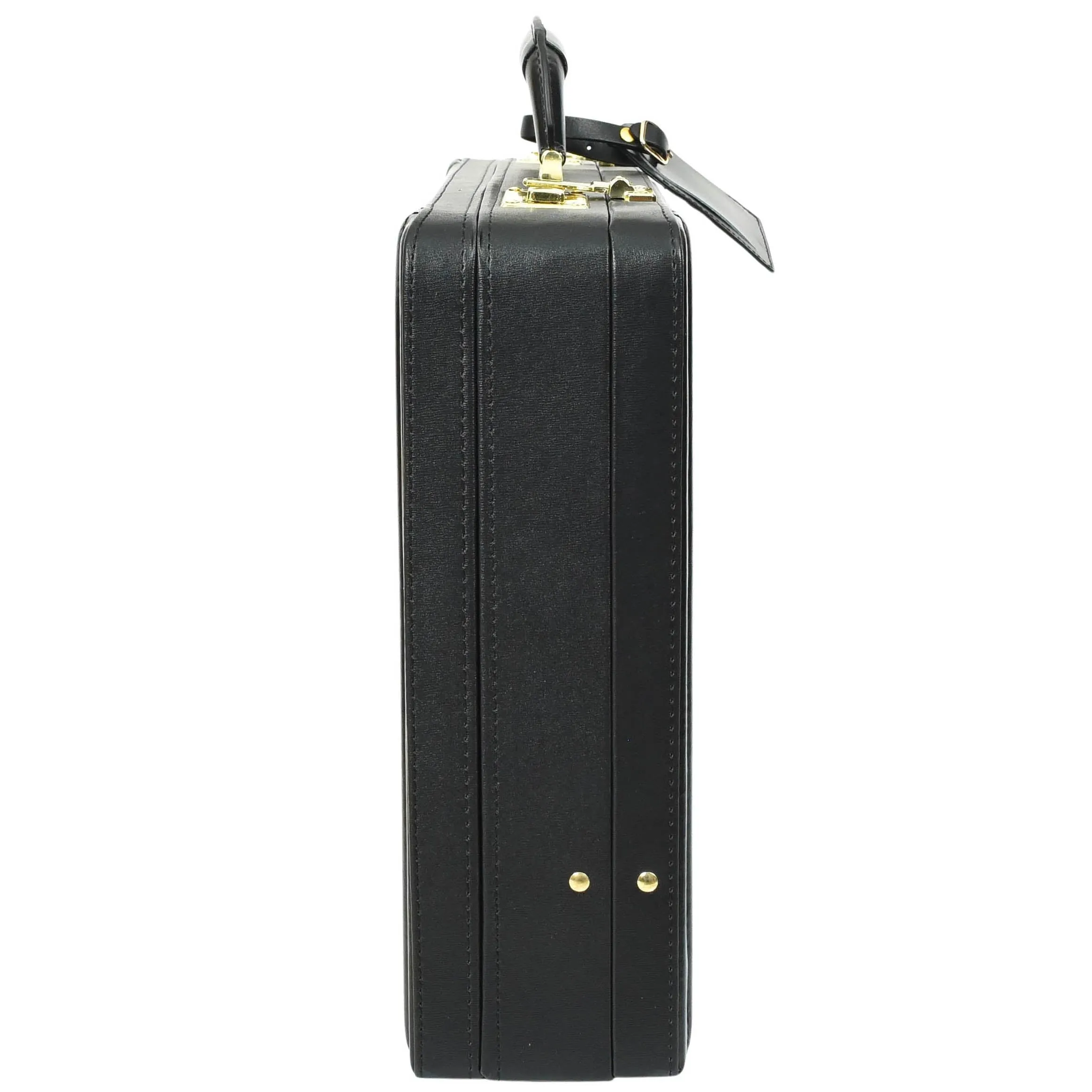 DR608 Classic Leather Lockable Briefcase Black
