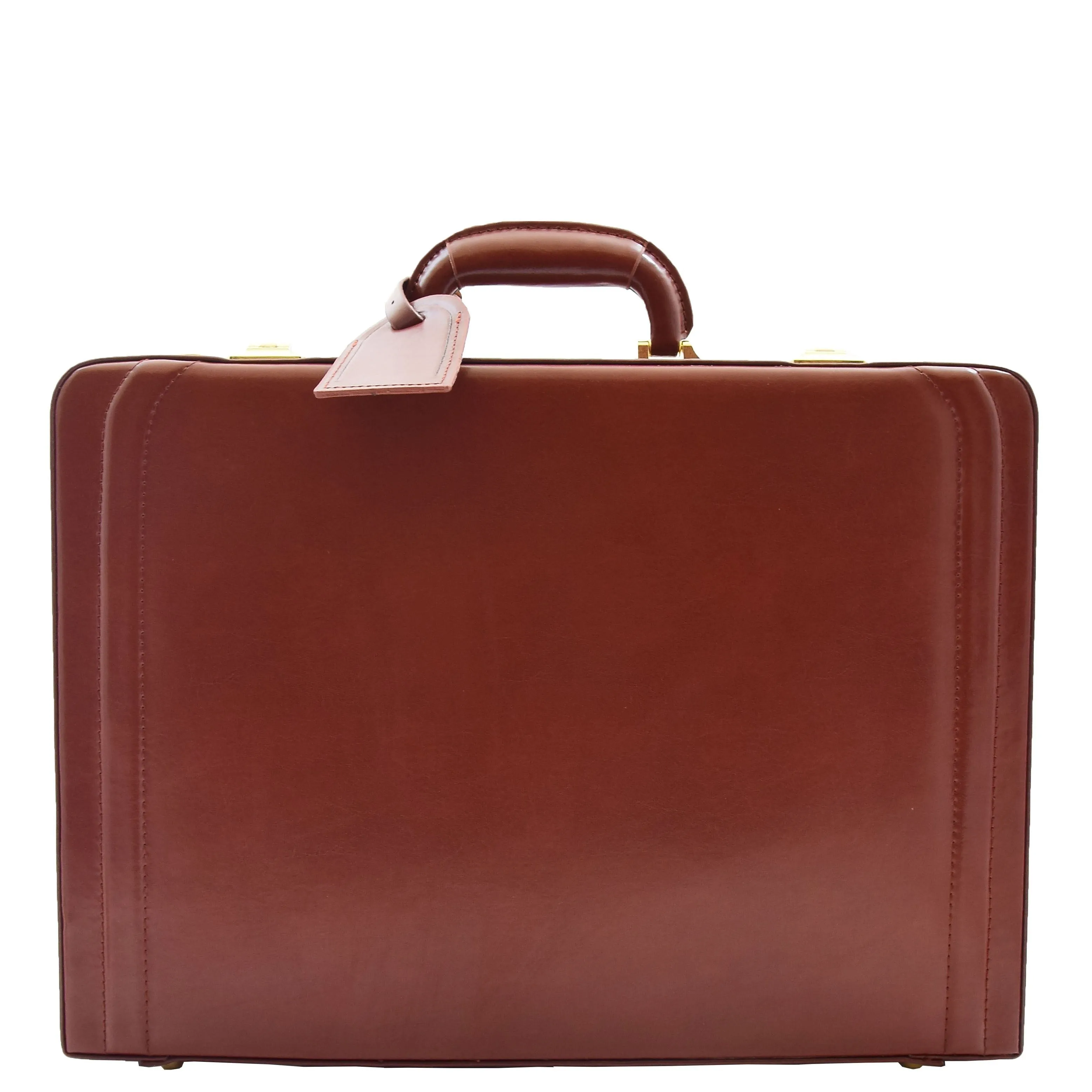 DR608 Classic Leather Lockable Briefcase Cognac