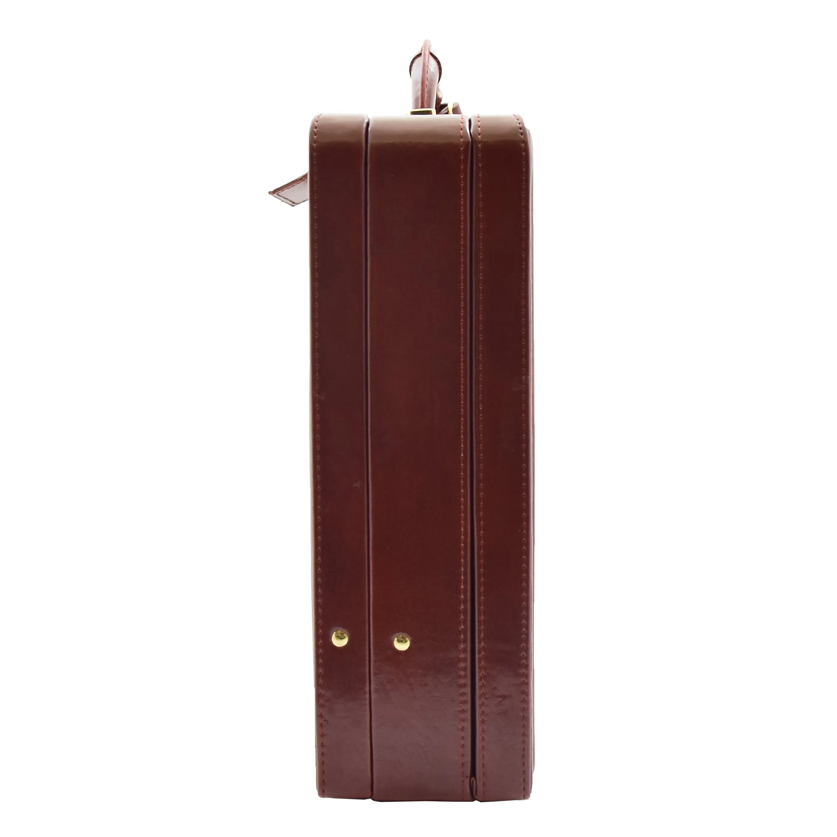 DR608 Classic Leather Lockable Briefcase Cognac
