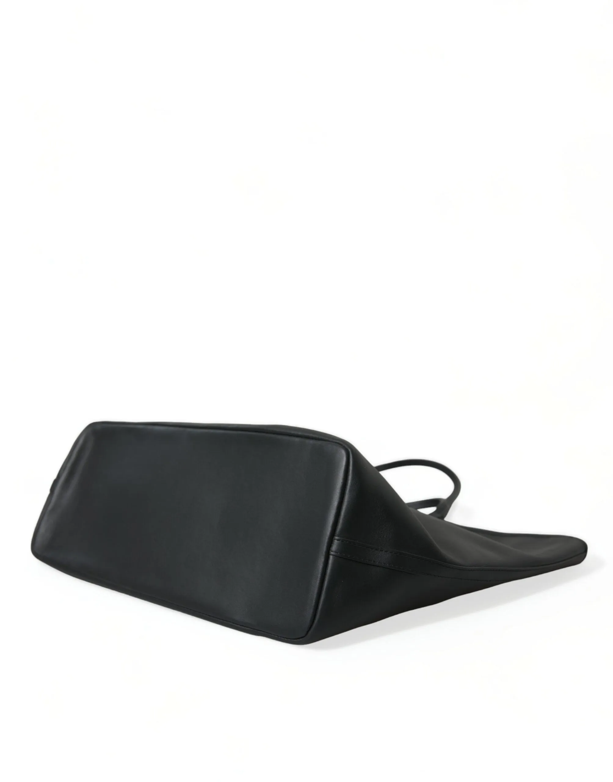 Elegant Black Leather Tote with Gold Detailing