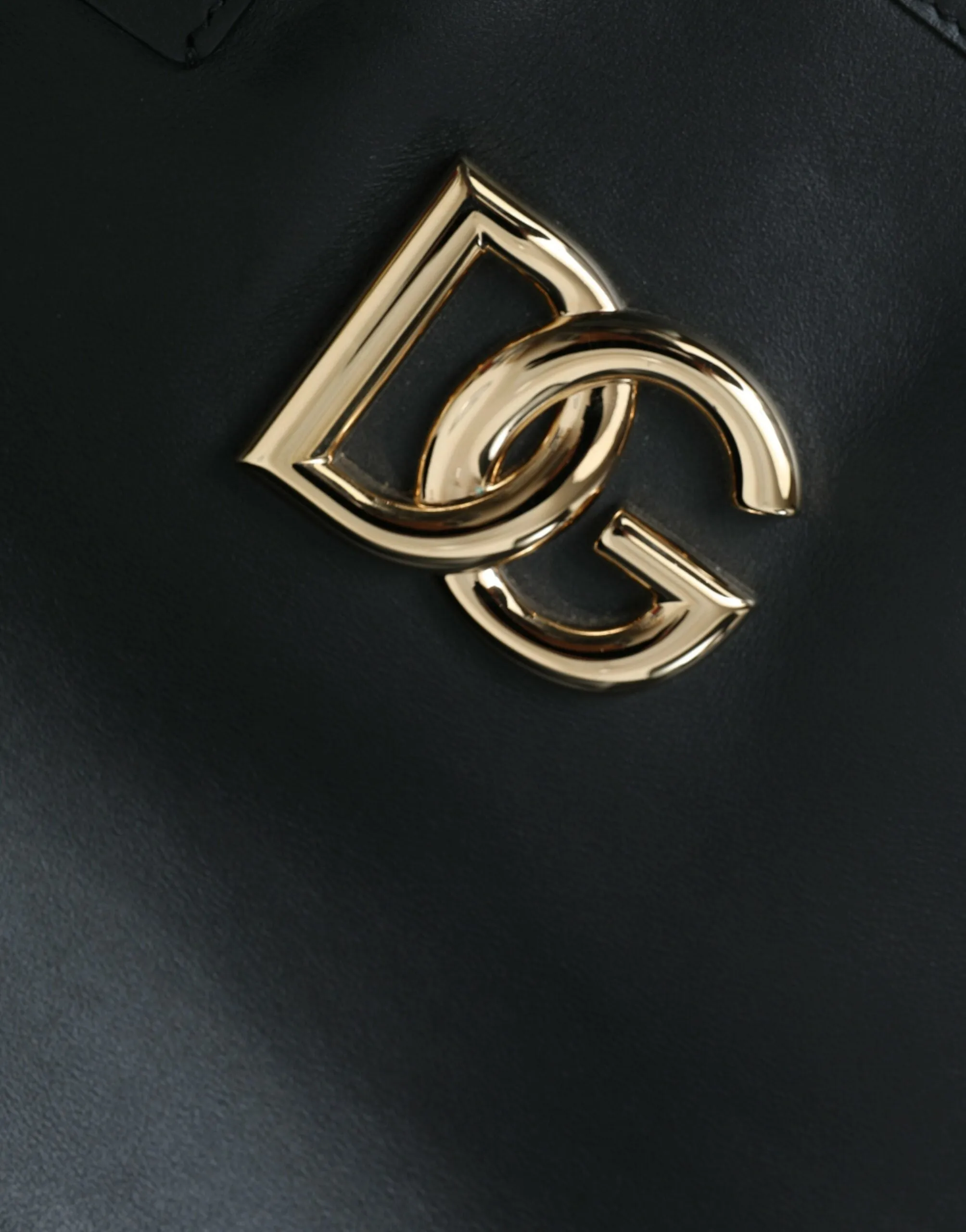 Elegant Black Leather Tote with Gold Detailing