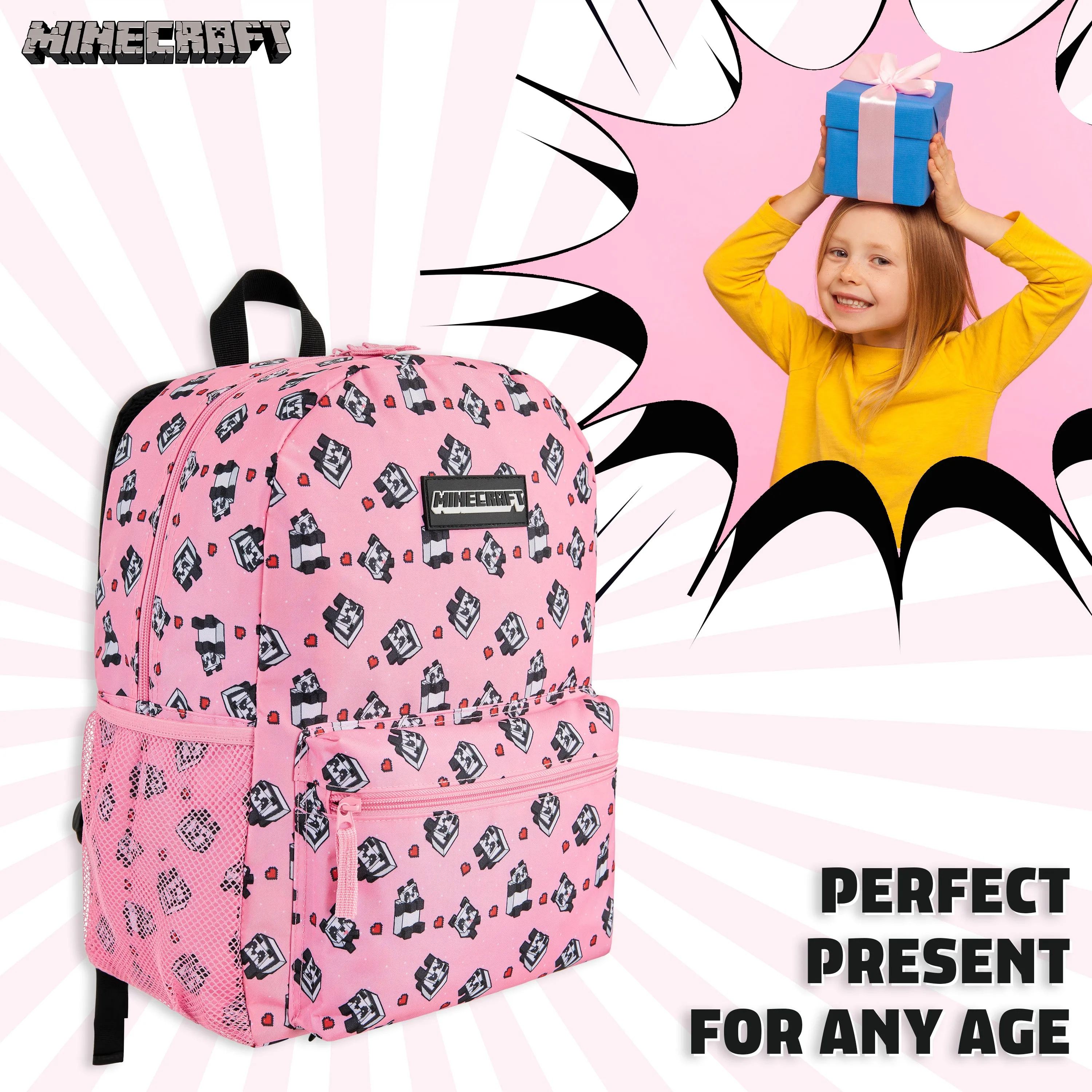 Minecraft School Bag Boys and Girls, Kids Backpack (Pink)