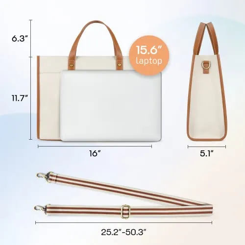 Missnine Laptop Tote Bag Canvas Laptop Bag 15.6 inch Work Shoulder Bags Casual Briefcase Handbag for Travel, Office, School