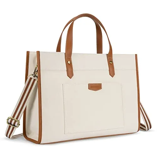 Missnine Laptop Tote Bag Canvas Laptop Bag 15.6 inch Work Shoulder Bags Casual Briefcase Handbag for Travel, Office, School