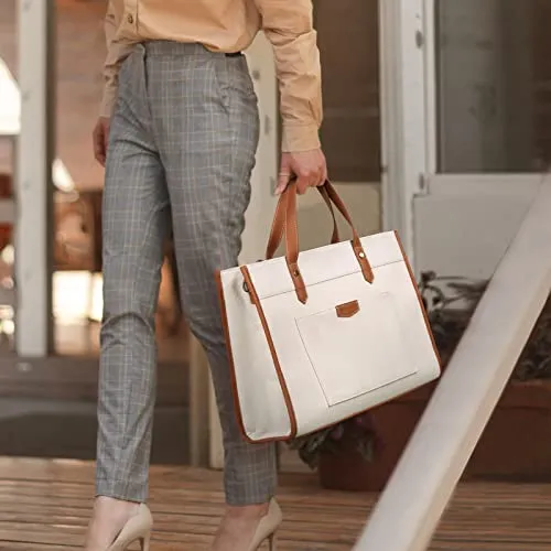 Missnine Laptop Tote Bag Canvas Laptop Bag 15.6 inch Work Shoulder Bags Casual Briefcase Handbag for Travel, Office, School
