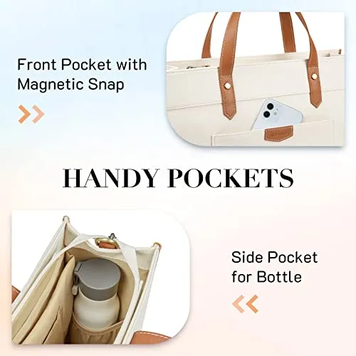 Missnine Laptop Tote Bag Canvas Laptop Bag 15.6 inch Work Shoulder Bags Casual Briefcase Handbag for Travel, Office, School