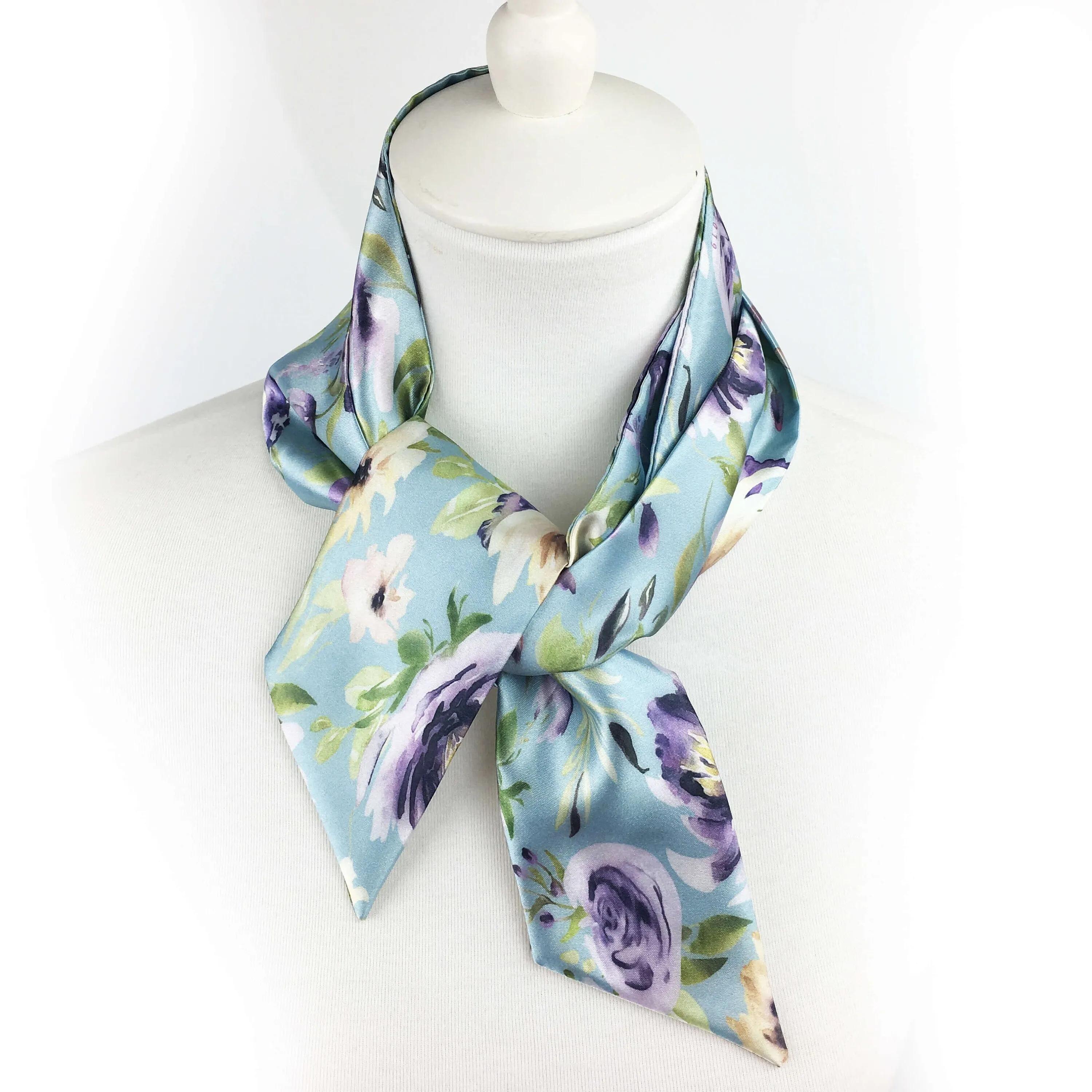 Mixed Watercolor Turquoise,Skinny Scarf,Woman Scarf,All season scarf,LightweightScarf,ladies scarf,artist scarf,painted scarf,satin scarf