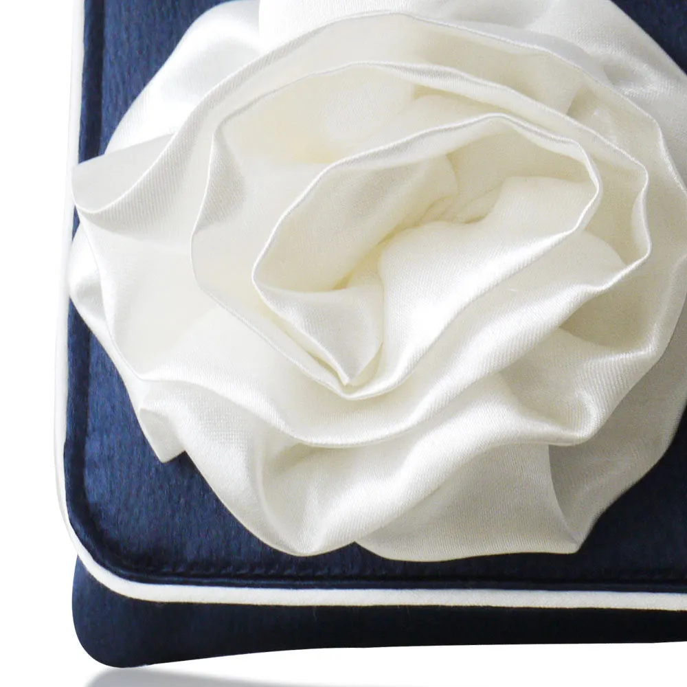 Navy and ivory satin clutch handbag Georgia