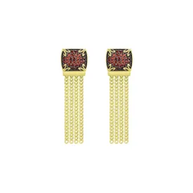 Possibility Pavé Tassel Earring Short - 18K Gold Vermeil   CZ Rouge
