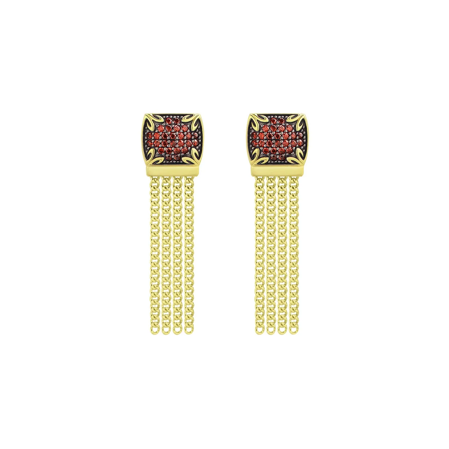 Possibility Pavé Tassel Earring Short - 18K Gold Vermeil   CZ Rouge