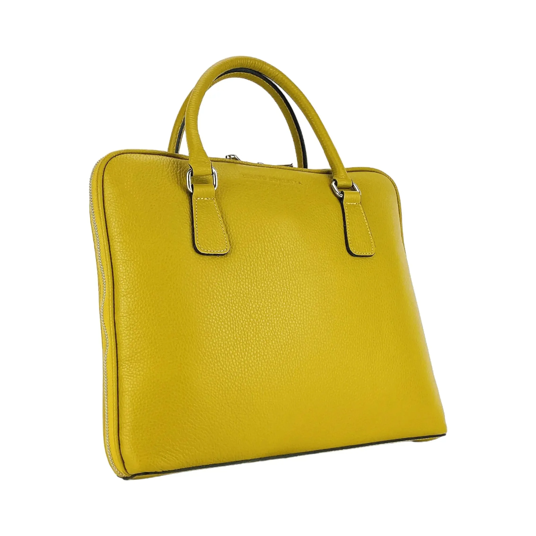 Renato Borzatta Unisex Mustard Leather Executive Briefcase - Italian Craftsmanship