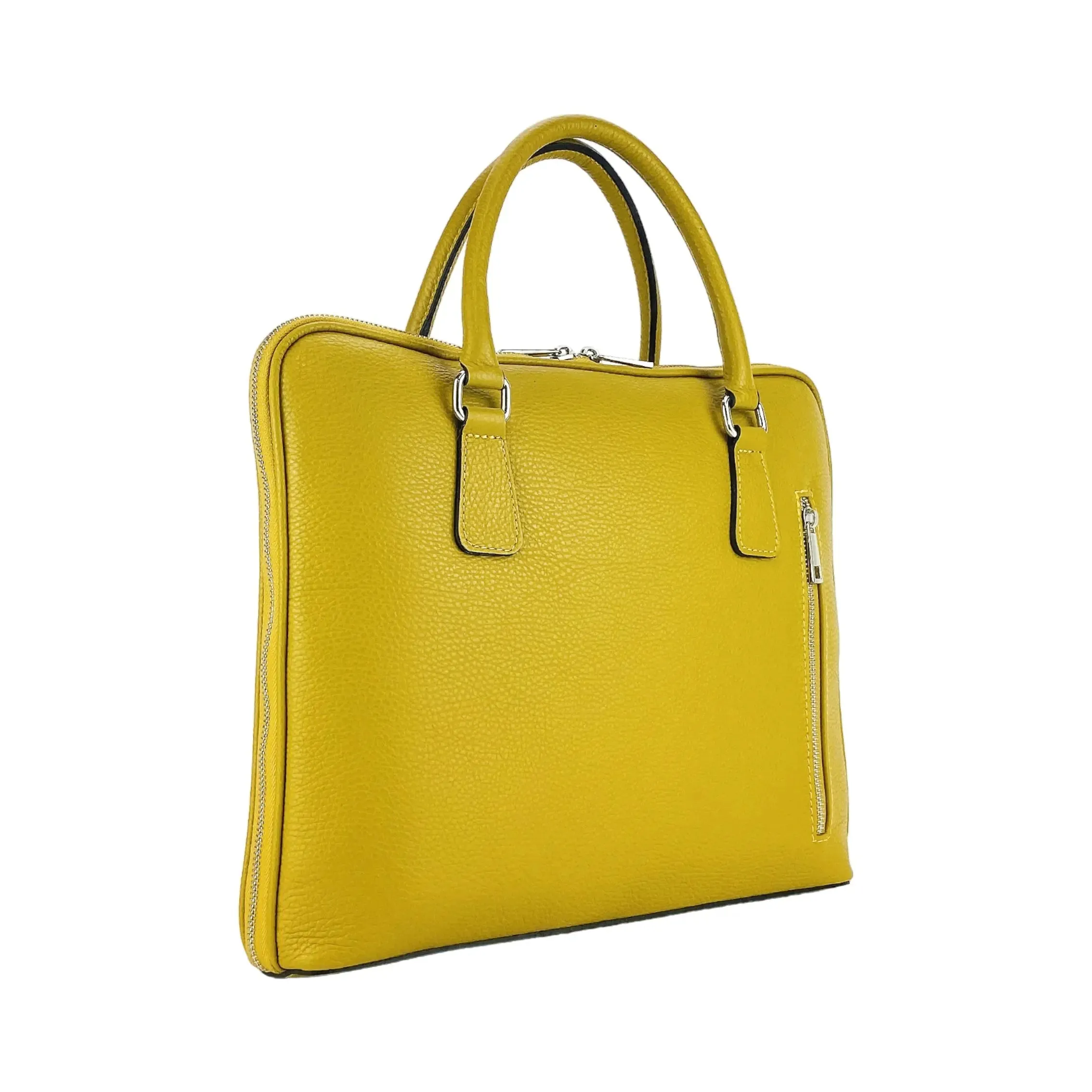 Renato Borzatta Unisex Mustard Leather Executive Briefcase - Italian Craftsmanship
