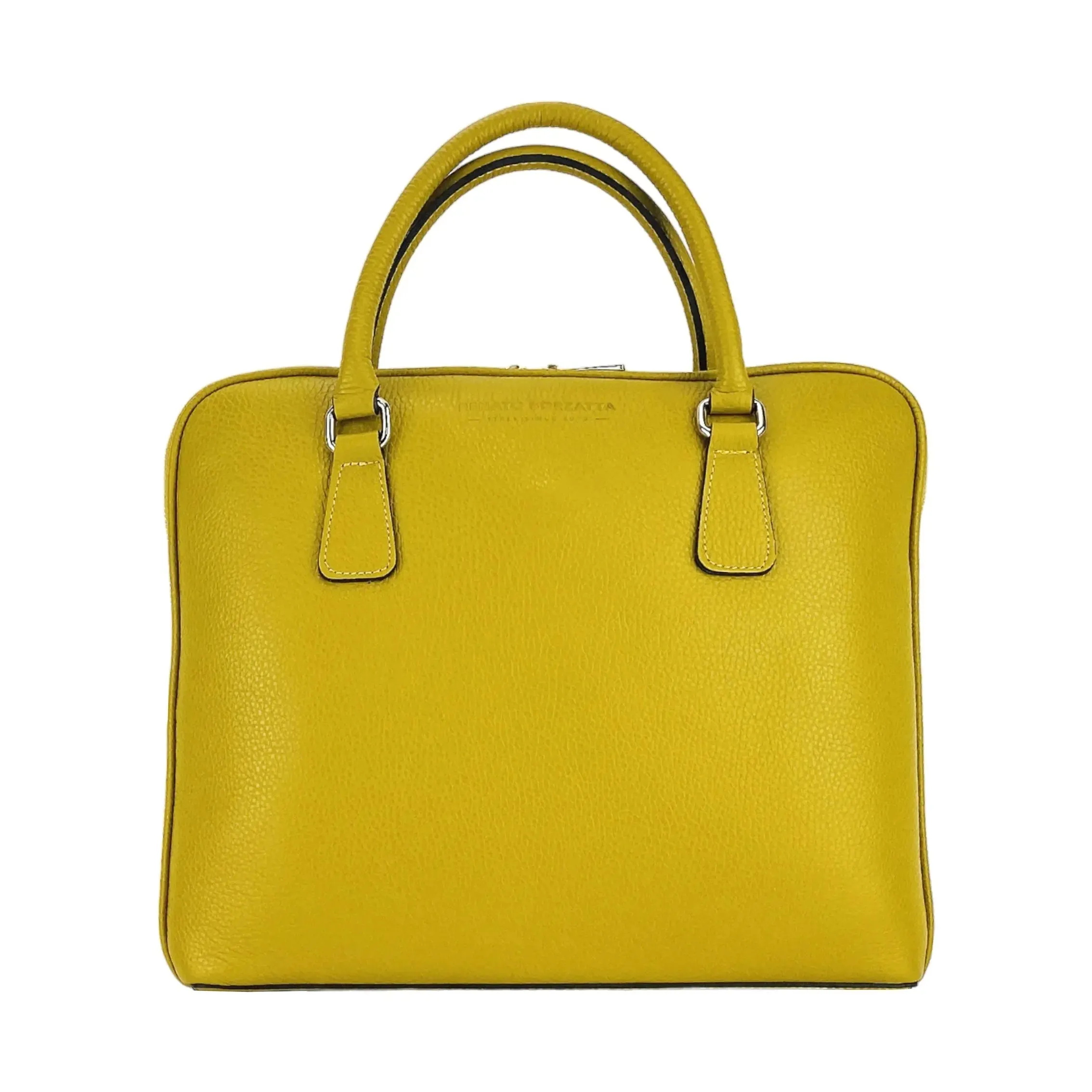 Renato Borzatta Unisex Mustard Leather Executive Briefcase - Italian Craftsmanship