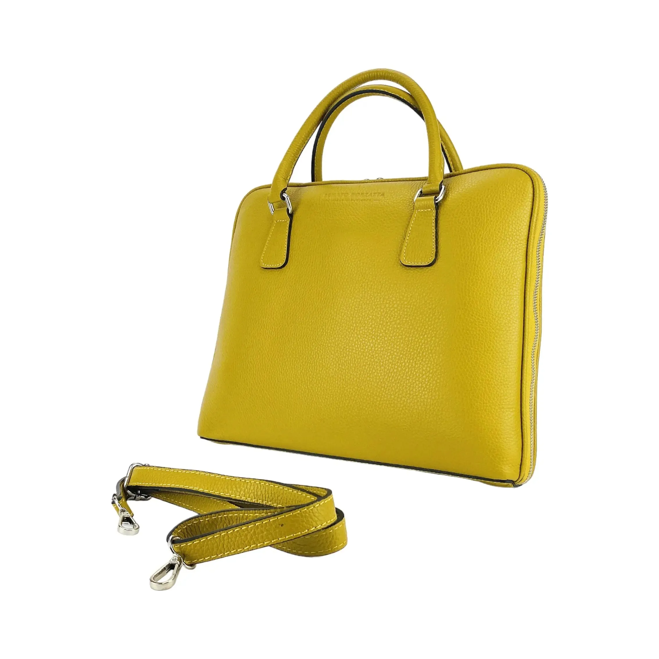 Renato Borzatta Unisex Mustard Leather Executive Briefcase - Italian Craftsmanship