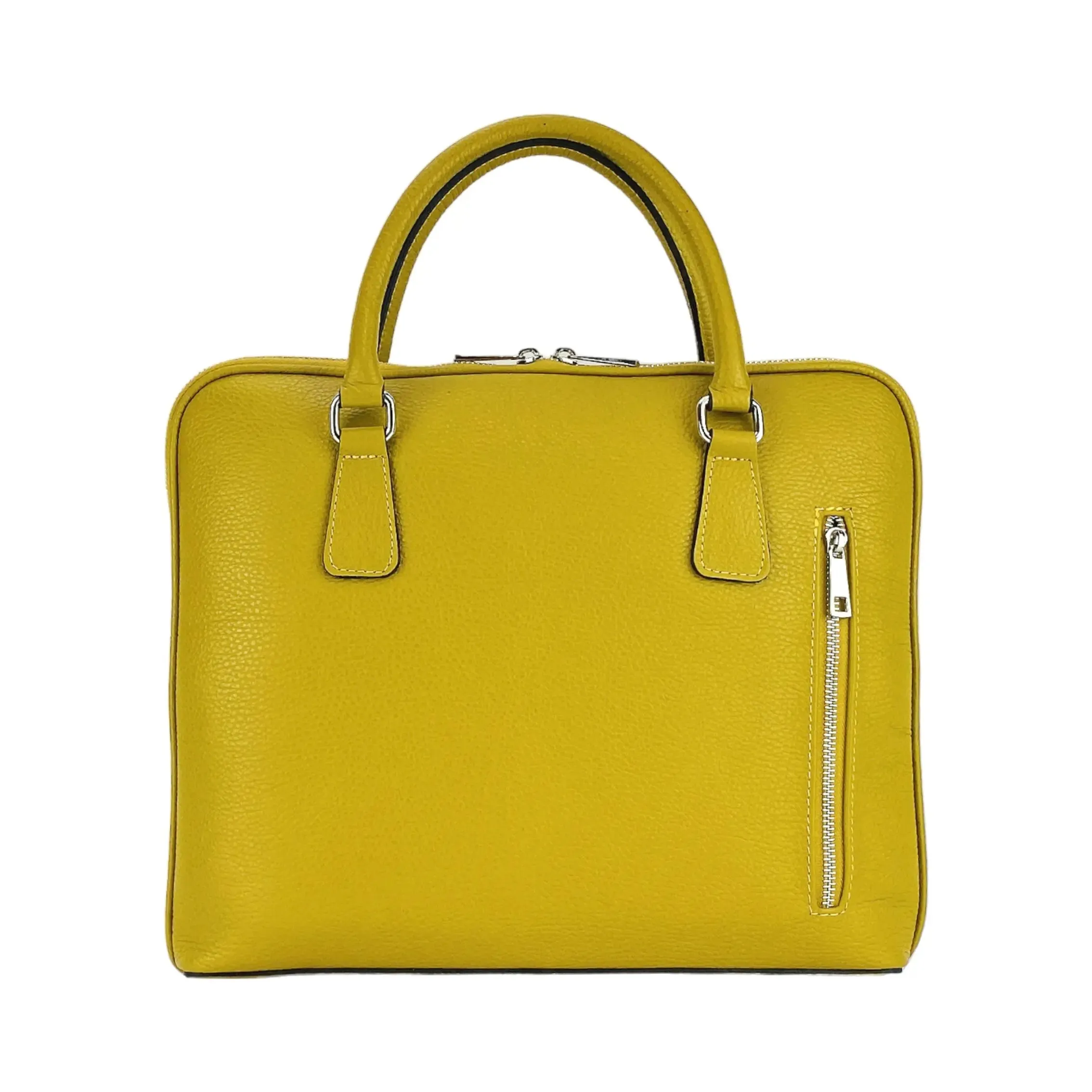 Renato Borzatta Unisex Mustard Leather Executive Briefcase - Italian Craftsmanship