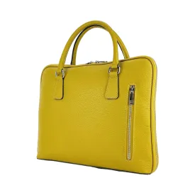 Renato Borzatta Unisex Mustard Leather Executive Briefcase - Italian Craftsmanship