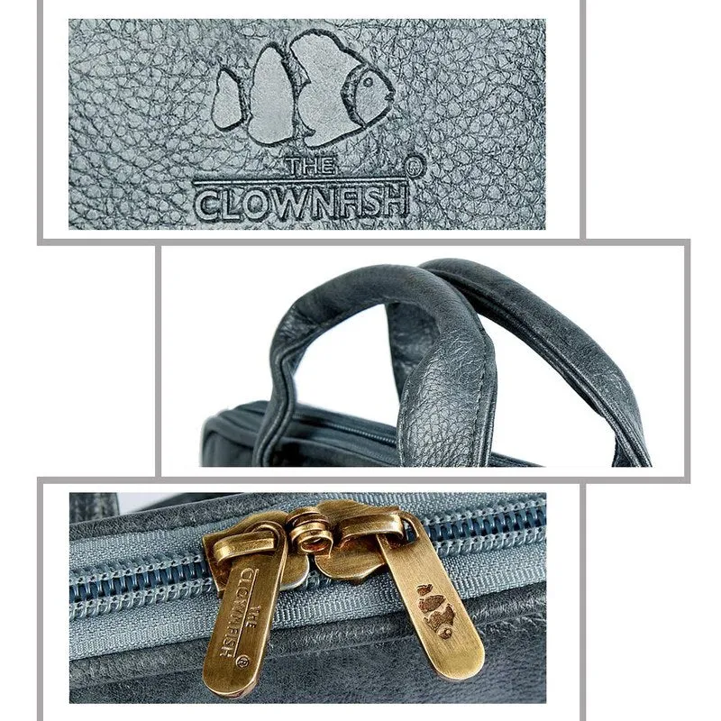 Single: The Clownfish 15.6 inch Synthetic Leather Laptop Bag - Premium Leatherette | Adjustable Strap | For 15.6 inch Laptops | Grey