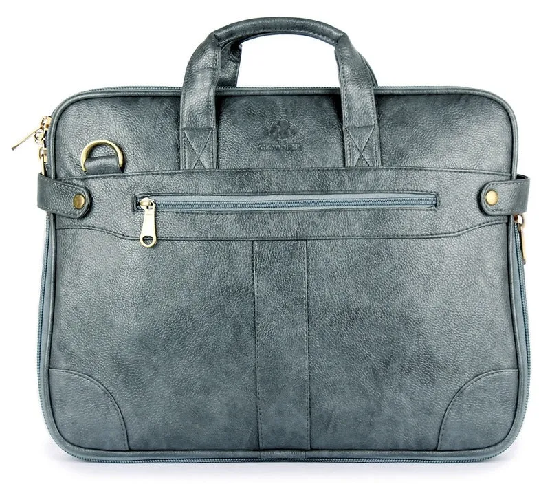 Single: The Clownfish 15.6 inch Synthetic Leather Laptop Bag - Premium Leatherette | Adjustable Strap | For 15.6 inch Laptops | Grey
